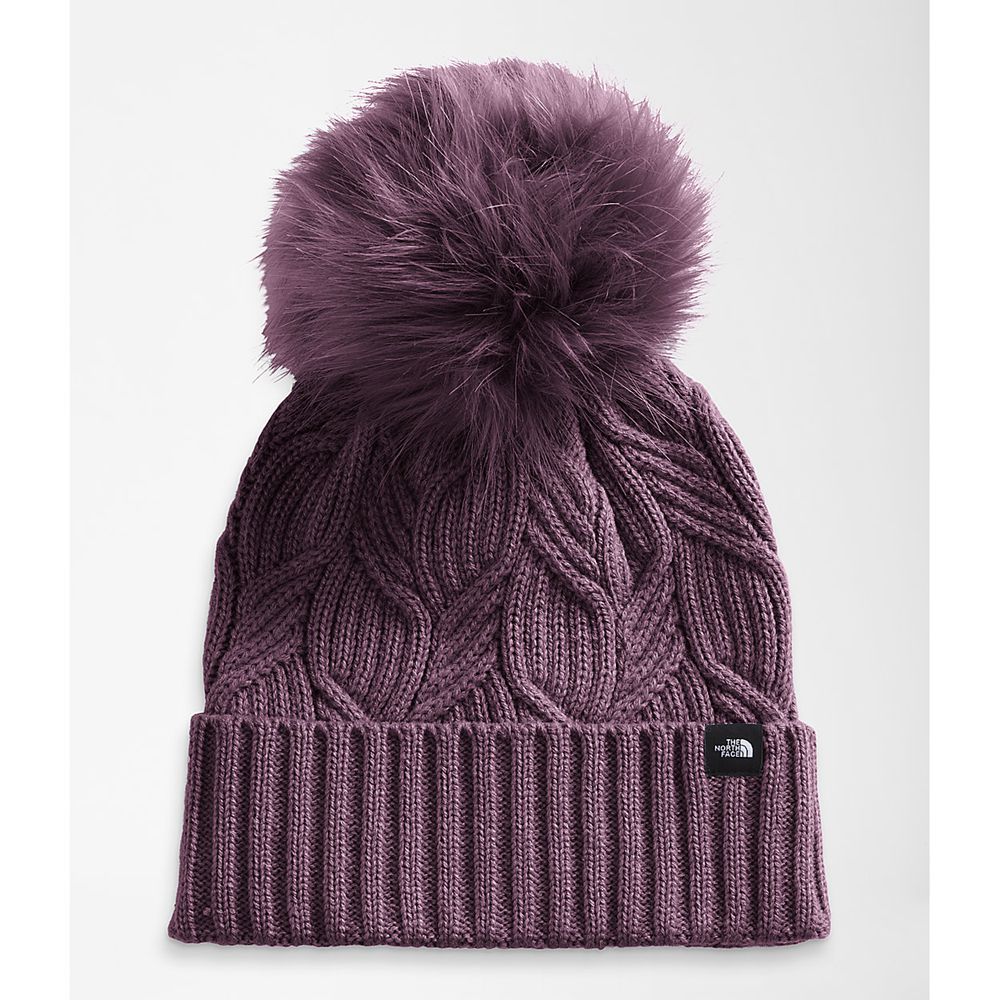 The North Face Beanies Womens Australia - The North Face Oh-Mega Fur Pom Burgundy / Black (HYV-76842